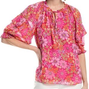 Ramy Brook Janae Pink Floral Blouse Size Small